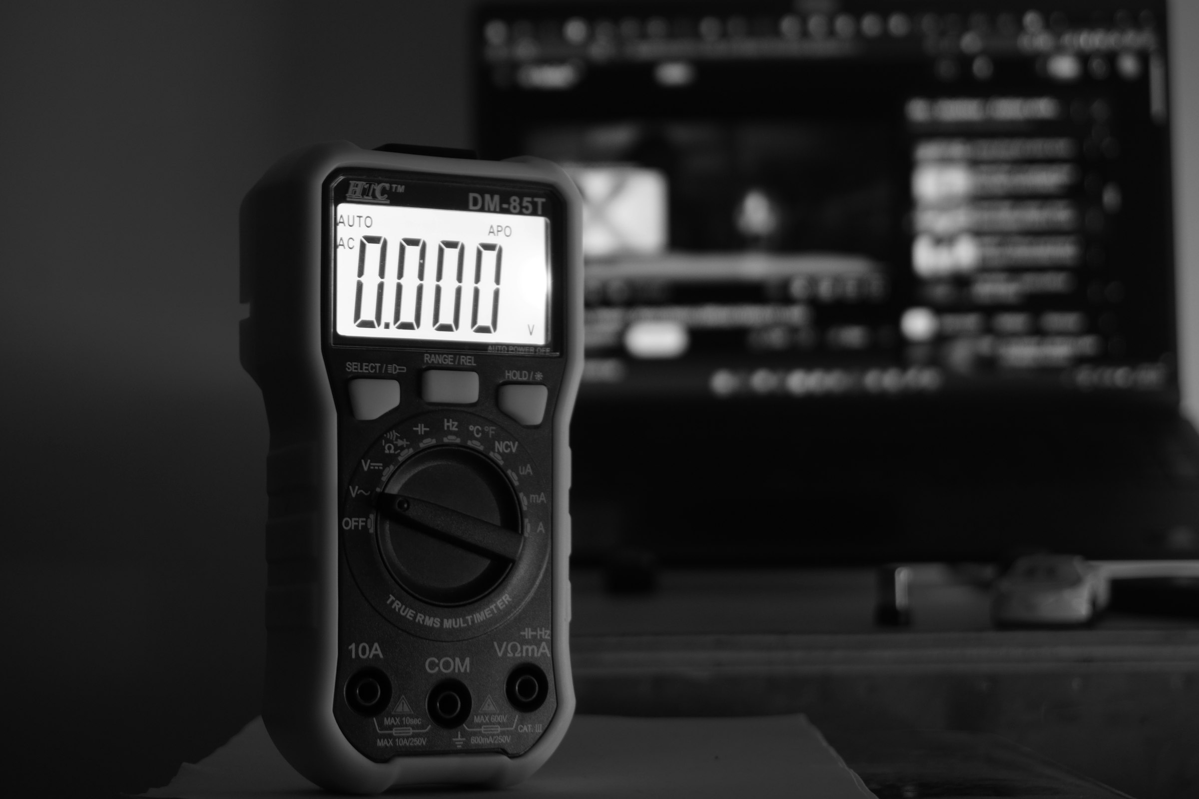 Digital multimeter ready for testing